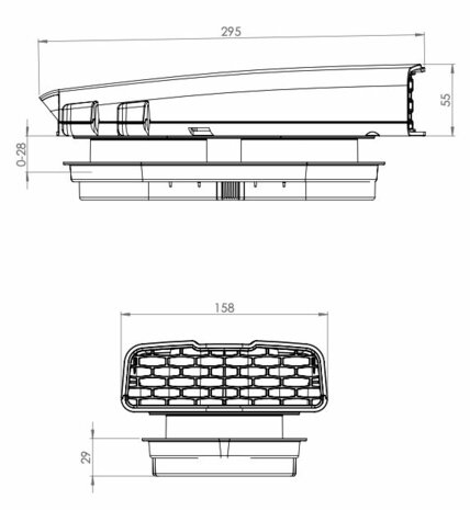 Rhiwa Easy Aero dak ventilator bestelwagen - Zwart